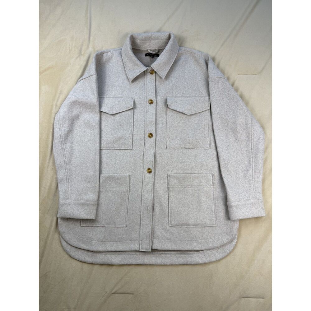 Banana Republic Men’s Large Light Gray Fleece Shirt Jacket Shacket 4 Pocket